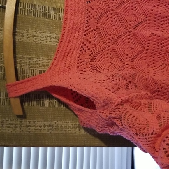 NWOT M Coral Cotton Crocheted Sweater - Picture 5 of 7